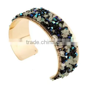 Brand New Vintage Gold Bracelets Bangles Crystals Flower Open Cuff Bangle thumbnail-4