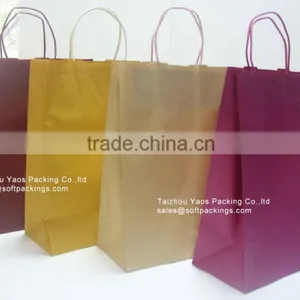Printed Recycled Kraft Paper Shopping Bag, Promotion Kraft Paper Bag for Packing, New Design Colored Take Away Kraft Paper Bag thumbnail-1