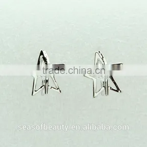 Decorative Ear Stud Metal Silver Star Fashionable Design Ear Studs thumbnail-5