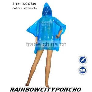 Promotinal PE Poncho Rain Cape Raincoat With Logo Print Two Place Two Position Logo Print thumbnail-4