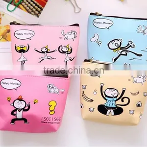 Best Promotion Gift Cute Zipper Mini PU Leather Cheap Cartoon Monkey Animal Printed Pouch Wallet Popular Fancy Euro Coin Purse thumbnail-3