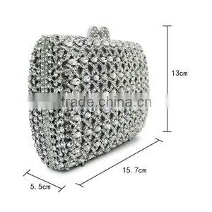 Silver Clutch Evening Bag Bridal Wedding Handbags Fancy Ladies Purse (88164A-S) thumbnail-2