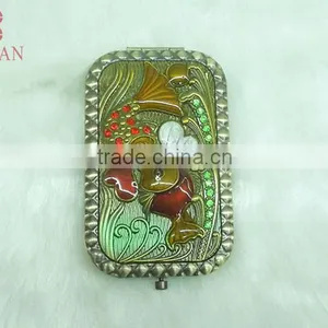 Metal Souvenir Kiss Fish Rhinestone Mirror/antique Kiss Fish Makeup Mirror/promotional Gift Kiss Fish Compact Mirror thumbnail-1