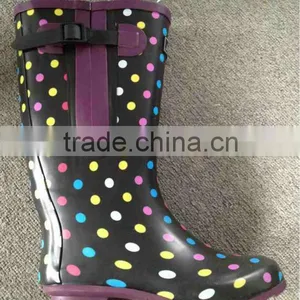 Colorful Dots Printed Women Knee Boots With Buckle thumbnail-1