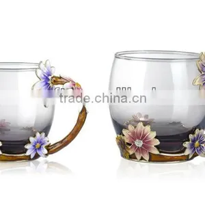 RORO 2013 New March in Paris Daisy Enamel Pewter Crystal Glass Water Cup thumbnail-1