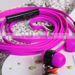 High Quality Sports Style Mobile Phone Custom Made Earphones Flat Cable Headphones thumbnail-1