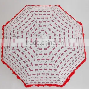 Umbrella With Lace Trimmings 3 Folding Cute Lace Umbrella thumbnail-3