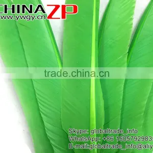 CHINAZP Crafts Factory High Quality Cheap Dyed Lime Green Turkey Pointers Quill Large Feathers thumbnail-3