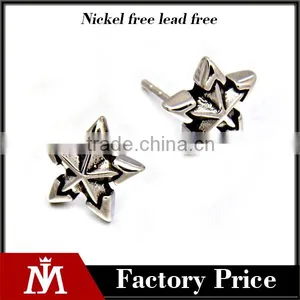 Simple Design Mesn Silver Jewelry Vintage Stainless Steel Star Earrings thumbnail-1
