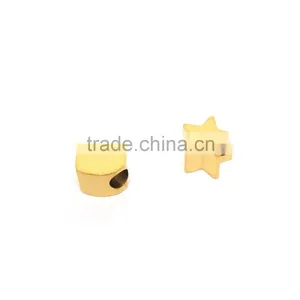 Very Cute Small Heart Shaped Star Shaped Charm Beads in Gold Plated thumbnail-1
