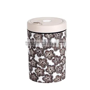 Plastic Open Top Structure Flip Round Trash Can Dustbin Trash Bin 10L thumbnail-1