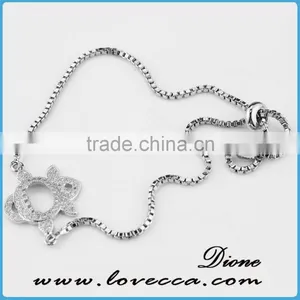 Micro Pave Jewelry Bracelet Little Bear Charm Silver Zircon Bracelet thumbnail-4