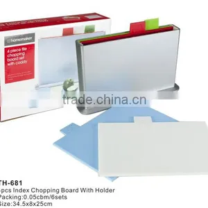 As Seen On TV Cutting Board Set 4pcs Index Chopping Board With Stand thumbnail-1