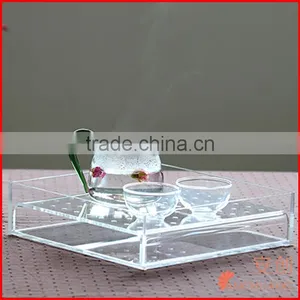 Clear Acrylic Serving Tray Tea Tray With Waterproof Divider thumbnail-1