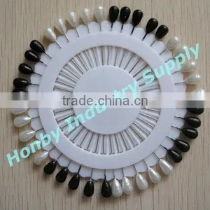 Wholesale 1 5/8'' Pearl White & Black Teardrop Islamic Hijab Pin thumbnail-1