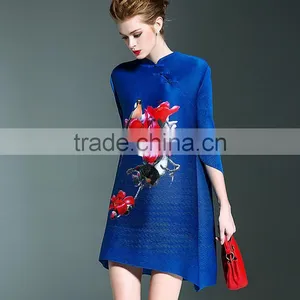 Fashion Woman Pleat Mandarin Collar Chinese Dresses thumbnail-6