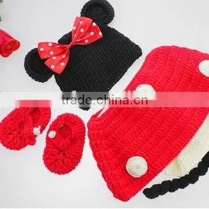 Handmade Crochet Minnie Costume Baby Crochet Outfits Baby Photography Props thumbnail-2