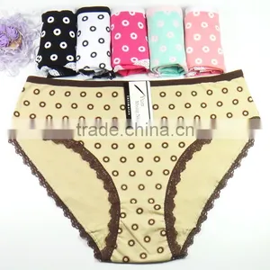 Soft Cotton Panties For Women Fancy Printing Girls Briefs With Lace Trim Sexy Lingerie thumbnail-2