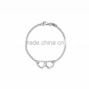 Silver Plated Designer Double Heart Bracelet thumbnail-1