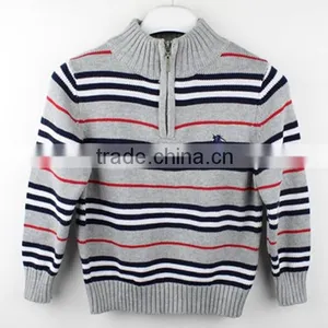 Wholesale 1/4 Zip up Knitting Striped Baby Boys Sweater thumbnail-1