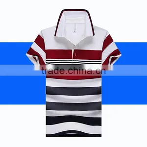 Wholesale Custom Polo T Shirt 2016 New Design Cotton Short Casual Striped Slim Contrast Color Men's Polo Shirt thumbnail-6
