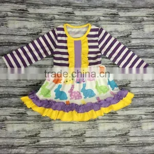 Boya Children's Bunnies Outfit Baby Rabbits Printed Clothes High Low Dress Set With Icing Pants thumbnail-2