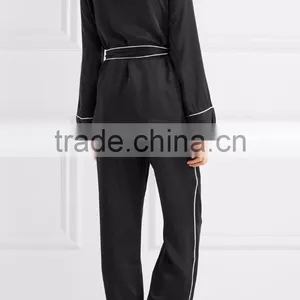 Washed Silk Women Long Sleeve Matching Family Pajamas Set Elegant With Waistband Sets thumbnail-2