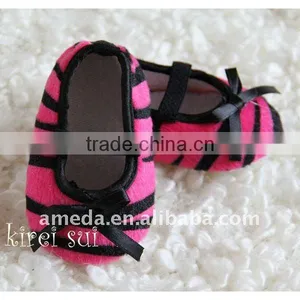 Baby Girl Hot Pink Zebra Crib Shoes GS26 thumbnail-1
