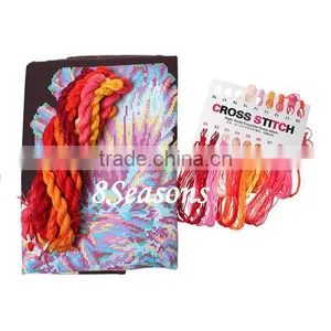 Clearance Sale Multicolor Flower Pattern Square Throw Pillow Cotton Cross Stitch Needlework Materials thumbnail-1