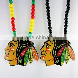Wood Acrylic Necklace India Style Long Chain Bead Necklace thumbnail-1