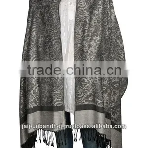 Indian Designer Pashmina Stole Scarf, Fashion Girls thumbnail-1
