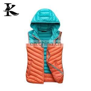 Lady's Cotton Vest Contrast Color Removed Hoodied Down Vest Jackets thumbnail-5