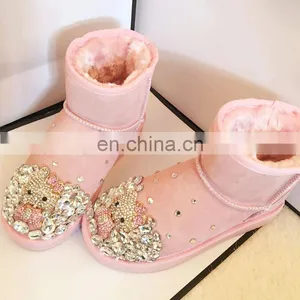 Aidocrystal Handmade Cute Rhinestone Hello Kity Boots Women Comfortable Winter Shoes thumbnail-2