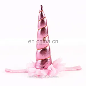 MCH-2467 New Design Flower Antenna Headband Halloween Cute Baby Girl Pink Unicorn Headband for Kids thumbnail-1