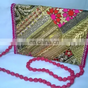 2015 New Valentines Womens Ladies Vintage Banjara Colorful Hand Zari Embroidered Unique Patch Handbag Clutch Tote Purse Pouch thumbnail-3