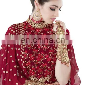 2017 Engagement Party Wear Gown Style Anarkali Suits With Flairs And Fluffy Sleeves Dress Material thumbnail-3