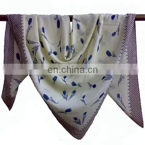 Printed Fashion Muslim Women Polyester Turkey-chiffon Square Head Scarf thumbnail-1