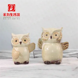 European-style Creative Retro Home LED Lamp Hollow-out Owl Resin Crafts Decorations thumbnail-3