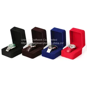 Wholesale Jewelry Packing Box Flannel Watch Box Black Jewelry Gift Box Watch Storage Box thumbnail-1