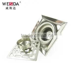 WESDA 3.5inch New Style Full Set Adjustable Floor Drain With Bottom Outlet Stainless Steel Floor Drain,roof Drain, Shower Drains thumbnail-5