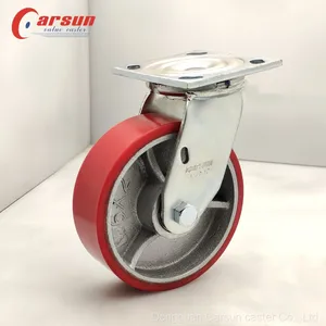 Heavy Duty Caster 6 Inch Iron Core PU Caster Wheel Industrial Swivel Castor Wheels Without Brake thumbnail-1