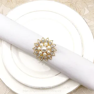 White Pearl Flower Napkin Holder Rings For Wedding Table Decoration thumbnail-4