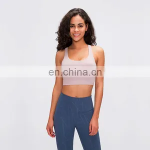 87%Nylon 13%Spandex New Colors Fitness Strappy Sports Bra Women Yoga Workout Crop Tops Activewear Bra thumbnail-4