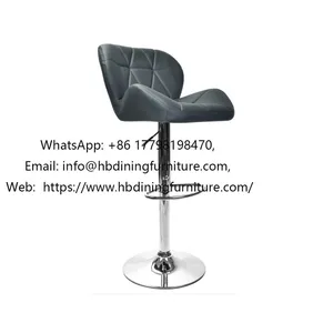 Leather Modern Metal Base Bar Chair thumbnail-1