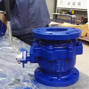 DIN Standard PN16 Ductile Iron Cast Iron Full Bore 2 Piece Flanged Ball Valve thumbnail-2