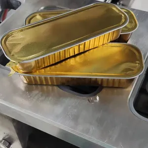 Fully Automatic Film Sealing Machine for Shrimp Tail Aluminum Foil Boxes, Pneumatic Packaging Machine for Cheese Aluminum Foil Boxes thumbnail-4