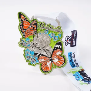 Trophies Medals Plaques Award Custom Design Factory Gold Color Dubai Uae Sport Award Running Marathon Medal With Lanyard Ribbon thumbnail-1