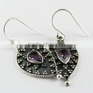 Make A Wish !! Oxidized Amethyst 925 Sterling Silver Earring, Gemstone Silver Jewelry, Handmade Silver Jewelry thumbnail-4