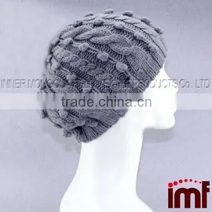 Warm Grey Cashmere Slouch Beanie Hat thumbnail-2