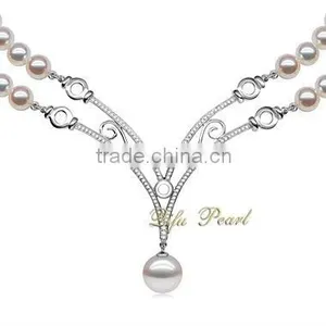 New Designs Double Row Pearl Necklace 925 Silver thumbnail-1